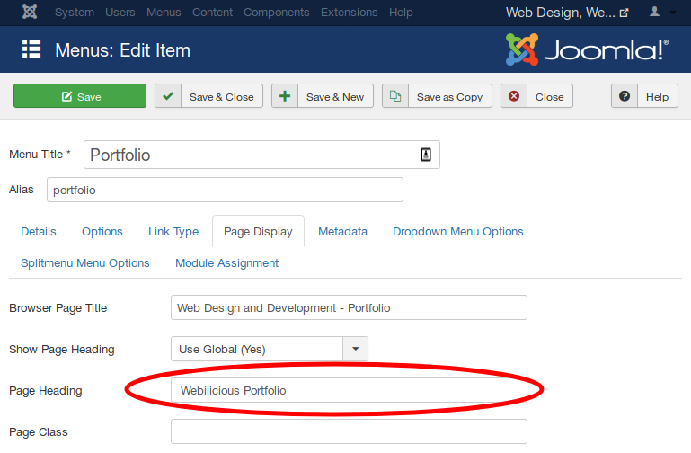 H1 Heading settings for Joomla SEO
