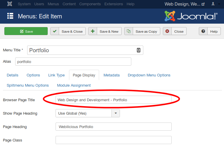Page Title Settings for Joomla SEO