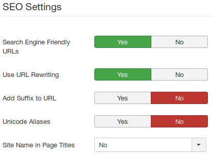 Joomla SEO Settings